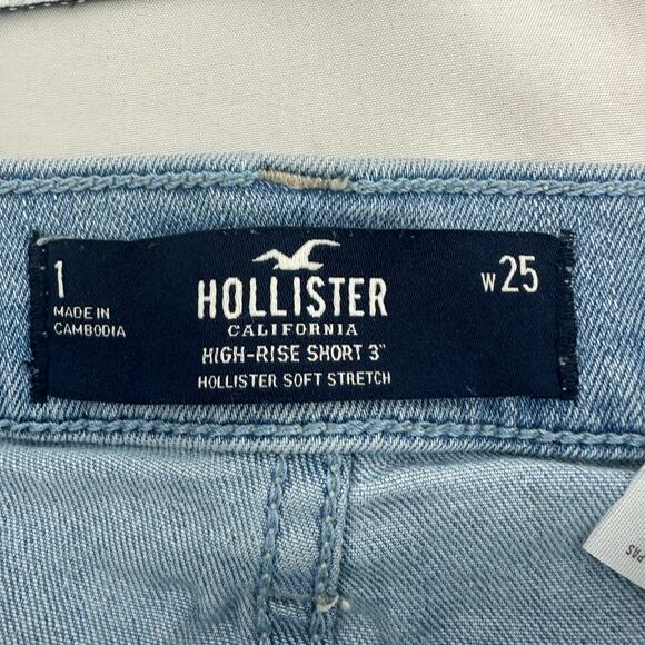 Hollister Soft Stretch High Rise Short 3" Size 1/25 Distressed Light Blue Beachy - Picture 3 of 5